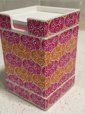 Jonathan Adler Vibrant Pink, Orange and Ivory 3 pc Desk Set/ Pen Cup